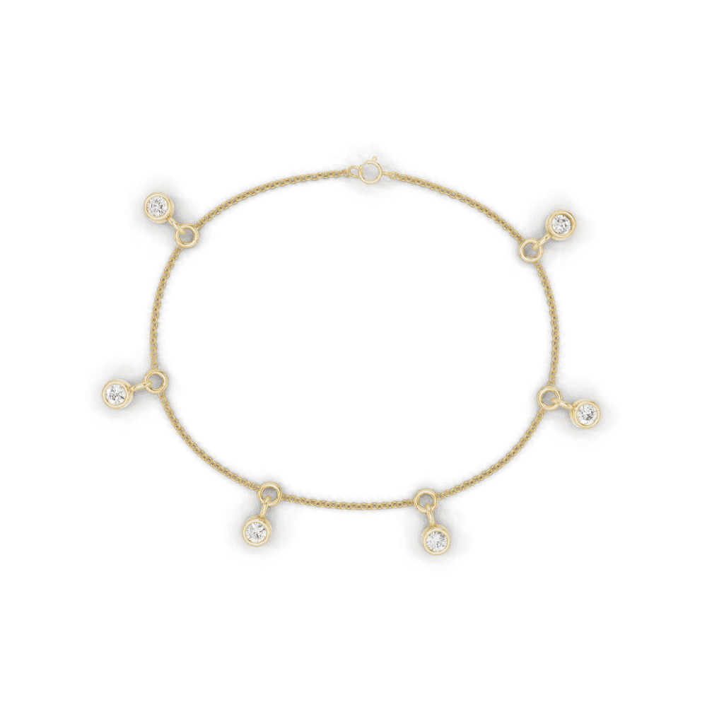 Round Cut Diamond Floating Charm Bracelet