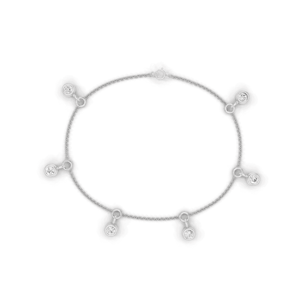 Round Cut Diamond Floating Charm Bracelet
