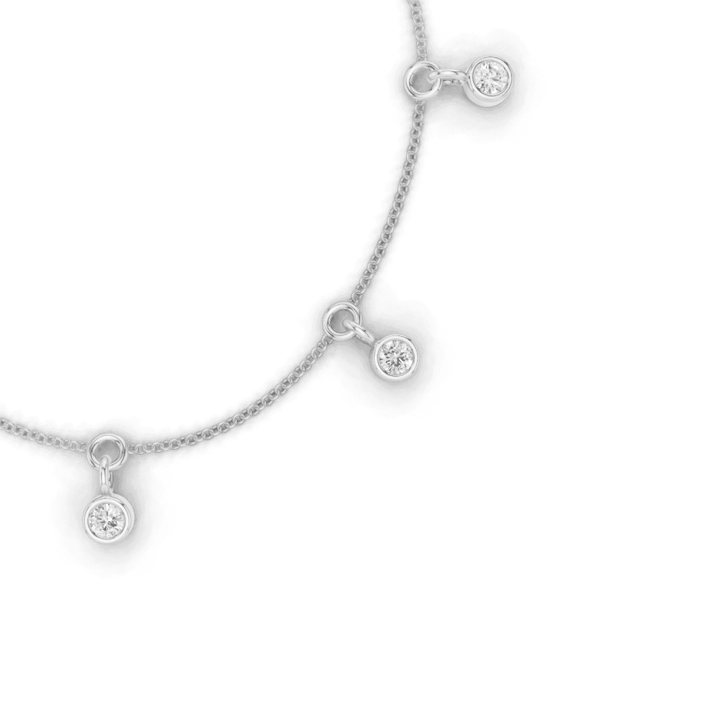 Round Cut Diamond Floating Charm Bracelet