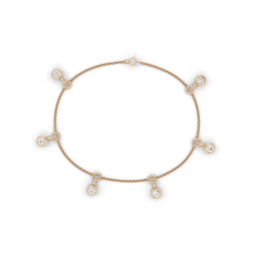 Round Cut Diamond Floating Charm Bracelet