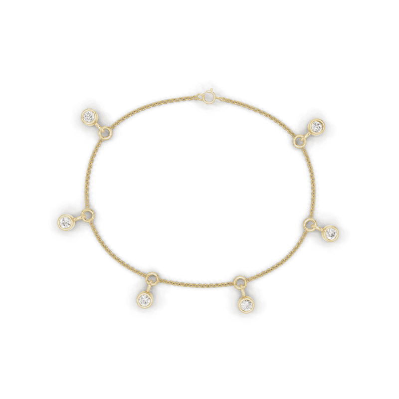 Round Cut Diamond Floating Charm Bracelet