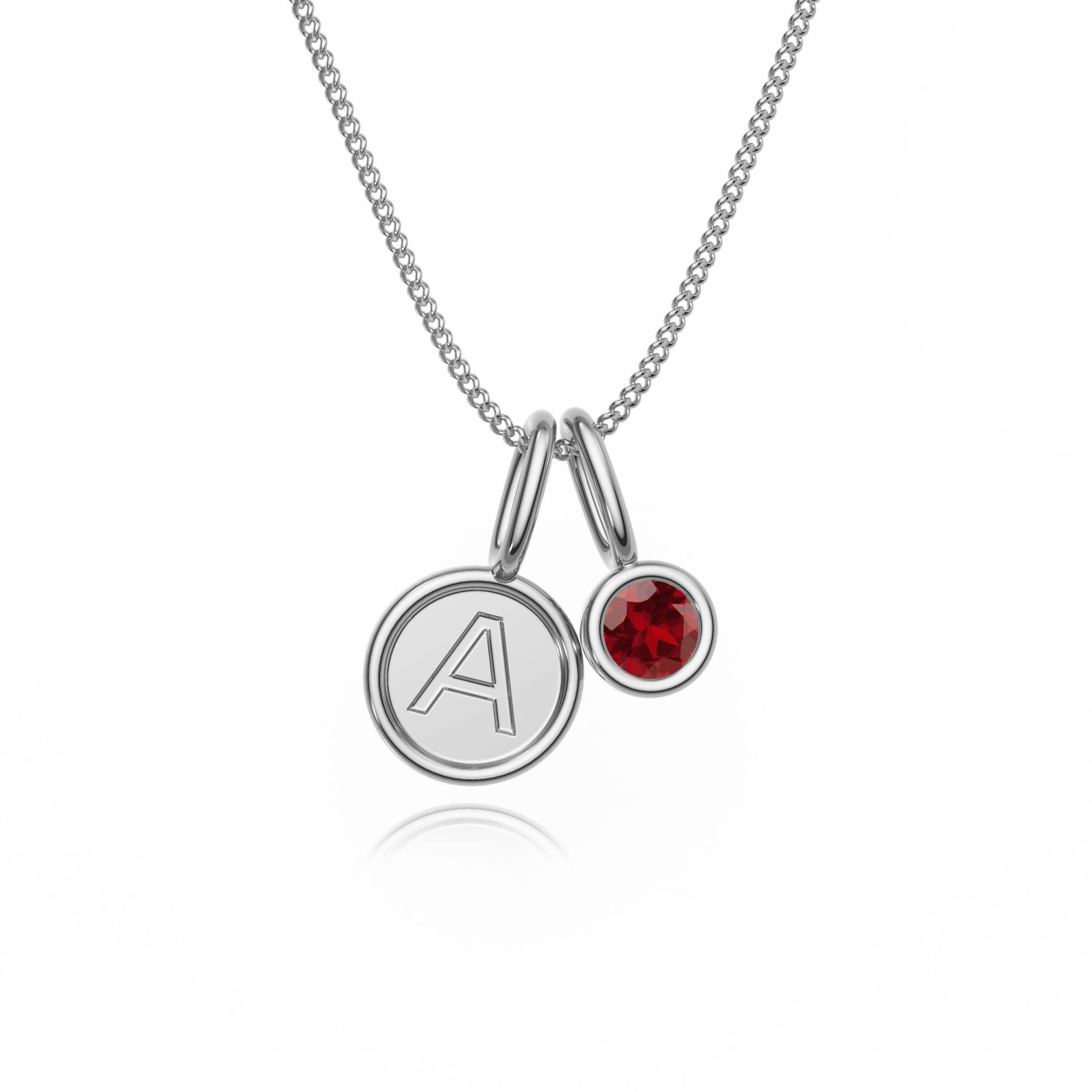 9ct Gold Garnet Letter Charm Necklace