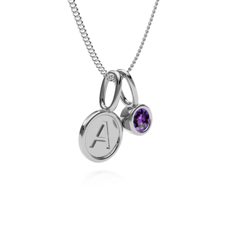 9ct Gold Amethyst Letter Charm Necklace