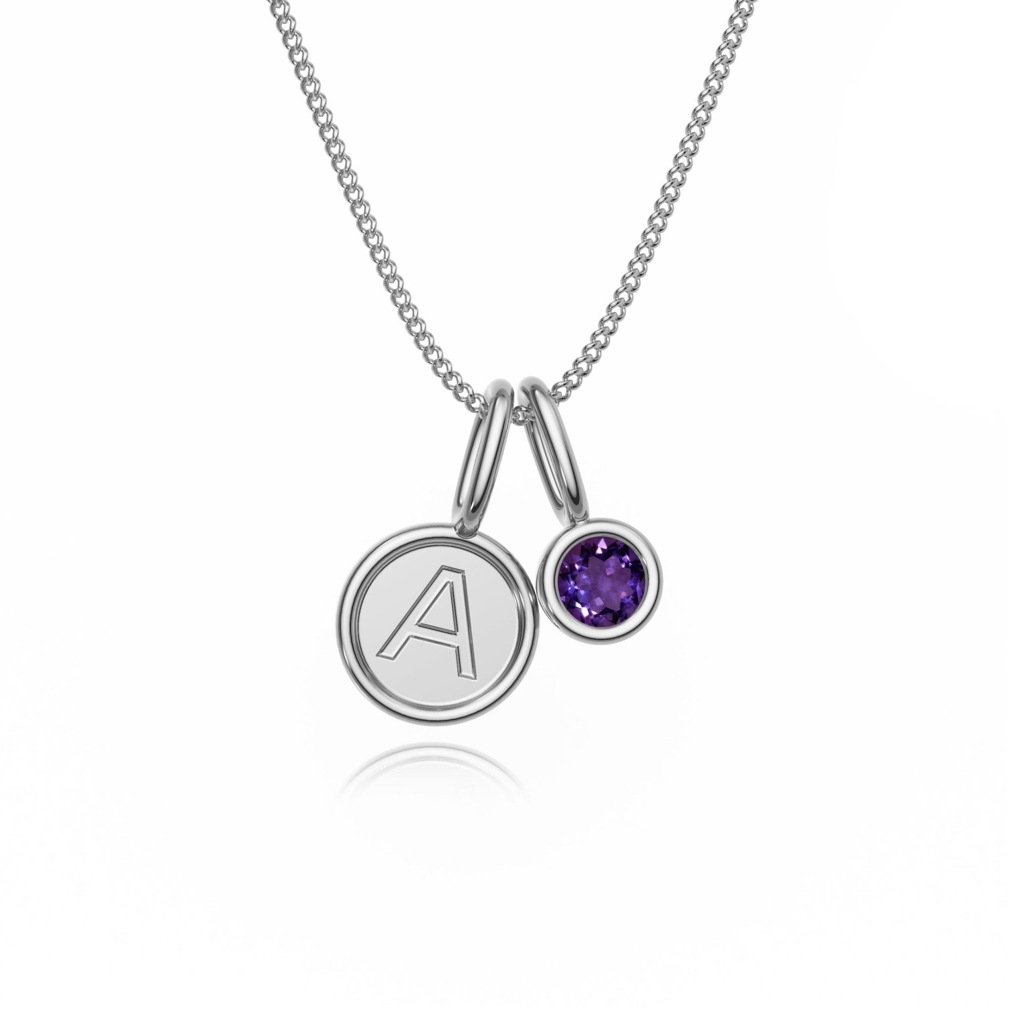 9ct Gold Amethyst Letter Charm Necklace