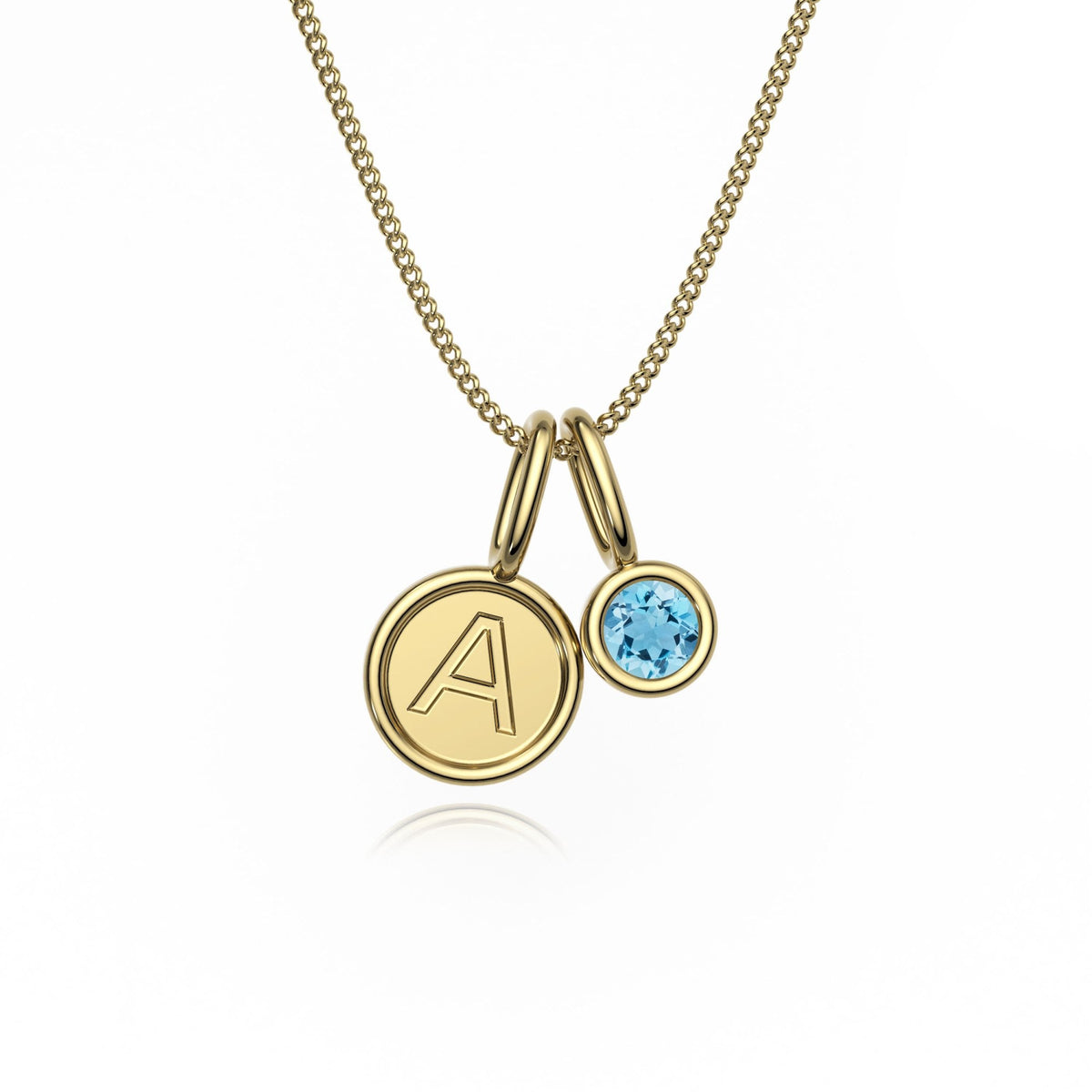 9ct Gold Aquamarine Letter Charm Necklace