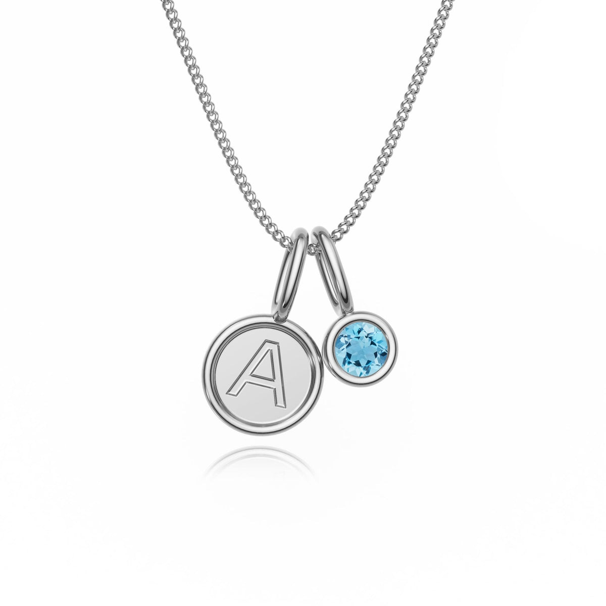 9ct Gold Aquamarine Letter Charm Necklace