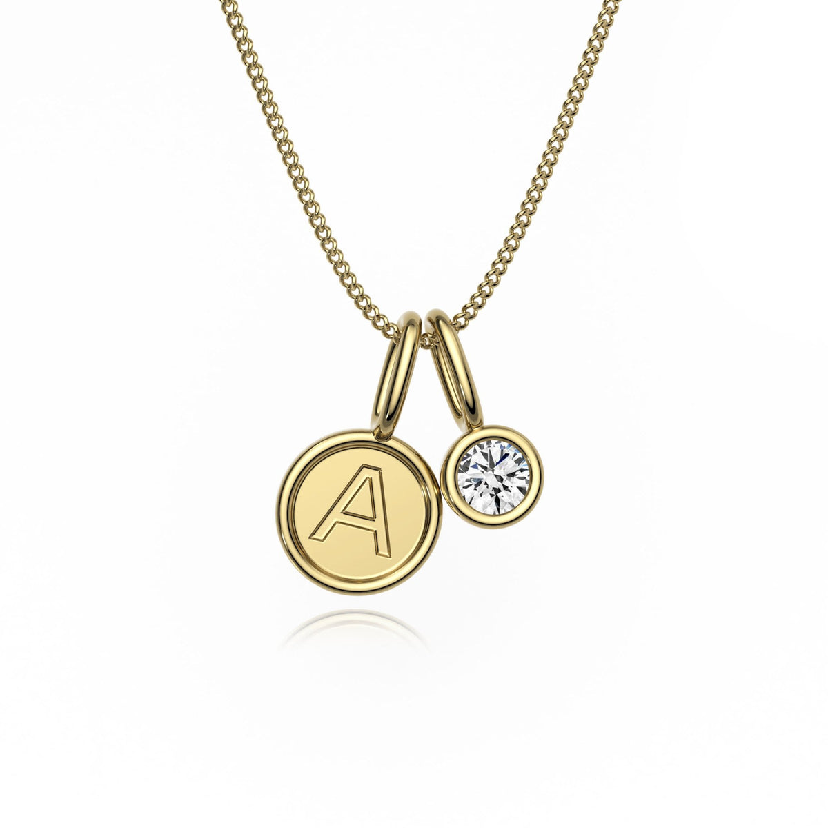 9ct Gold Lab Diamond Letter Charm Necklace
