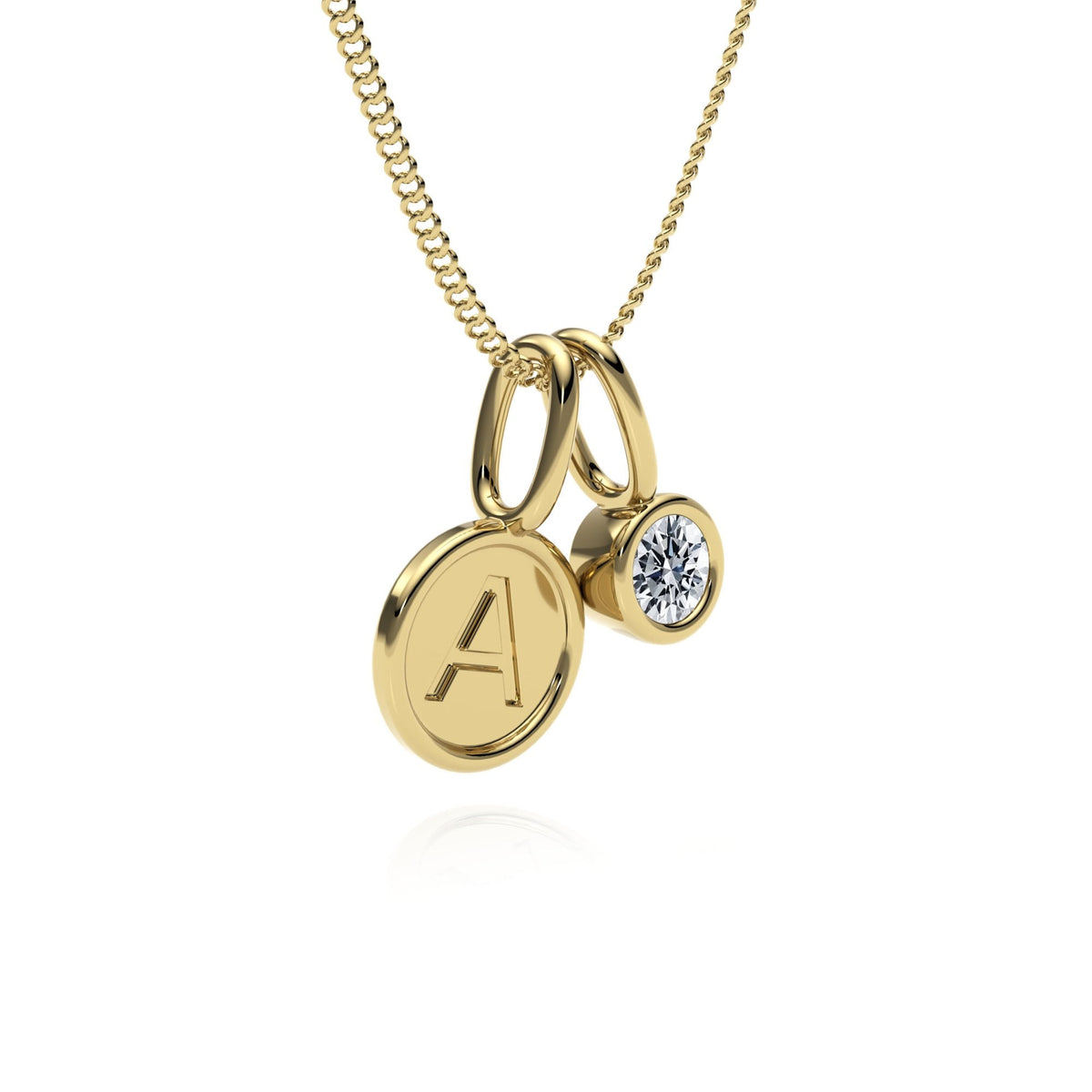 9ct Gold Lab Diamond Letter Charm Necklace