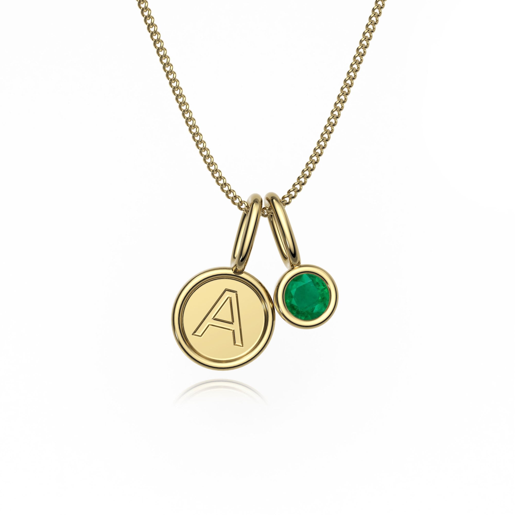 9ct Gold Emerald Letter Charm Necklace