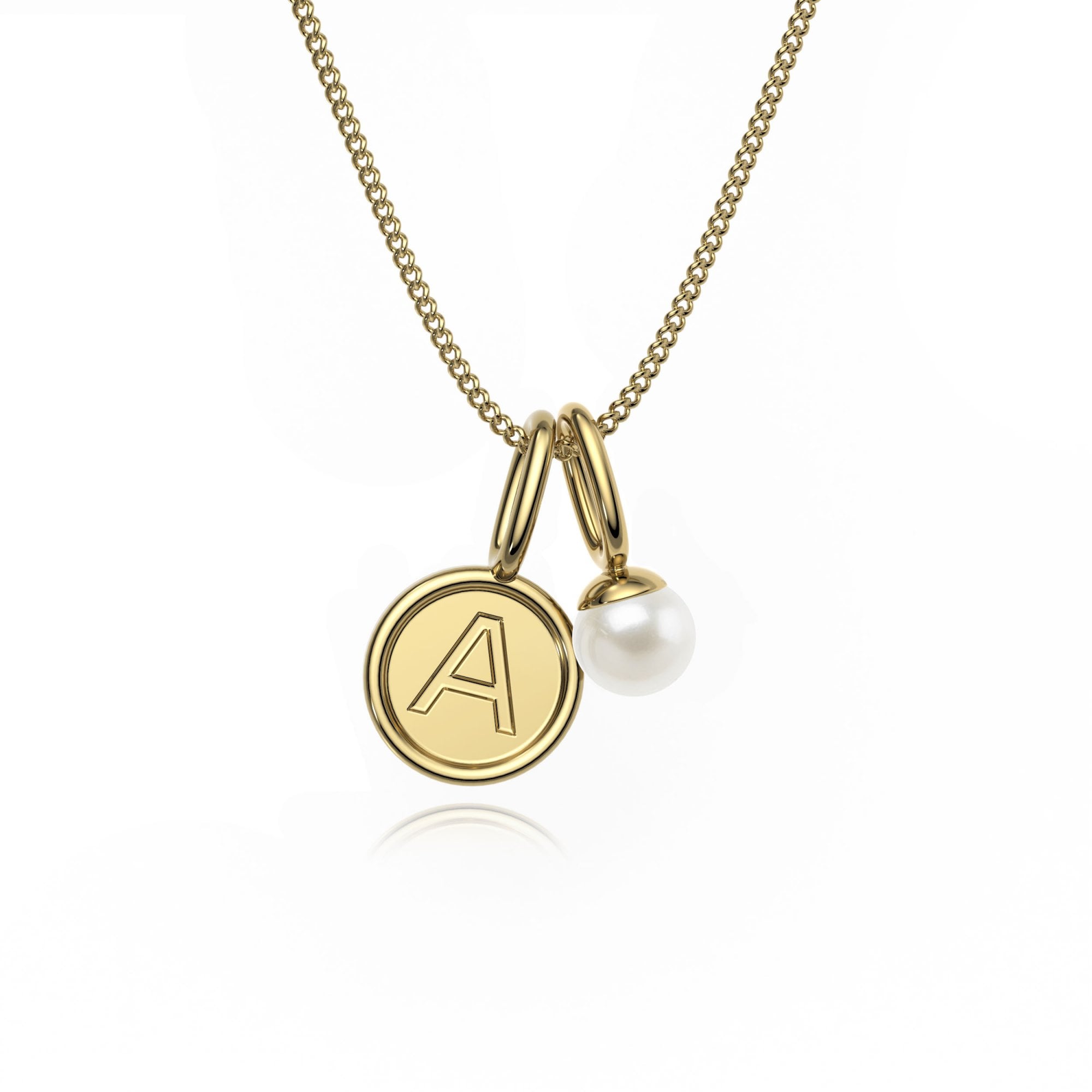 9ct Gold Pearl Letter Charm Necklace