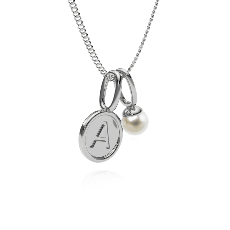 9ct Gold Pearl Letter Charm Necklace