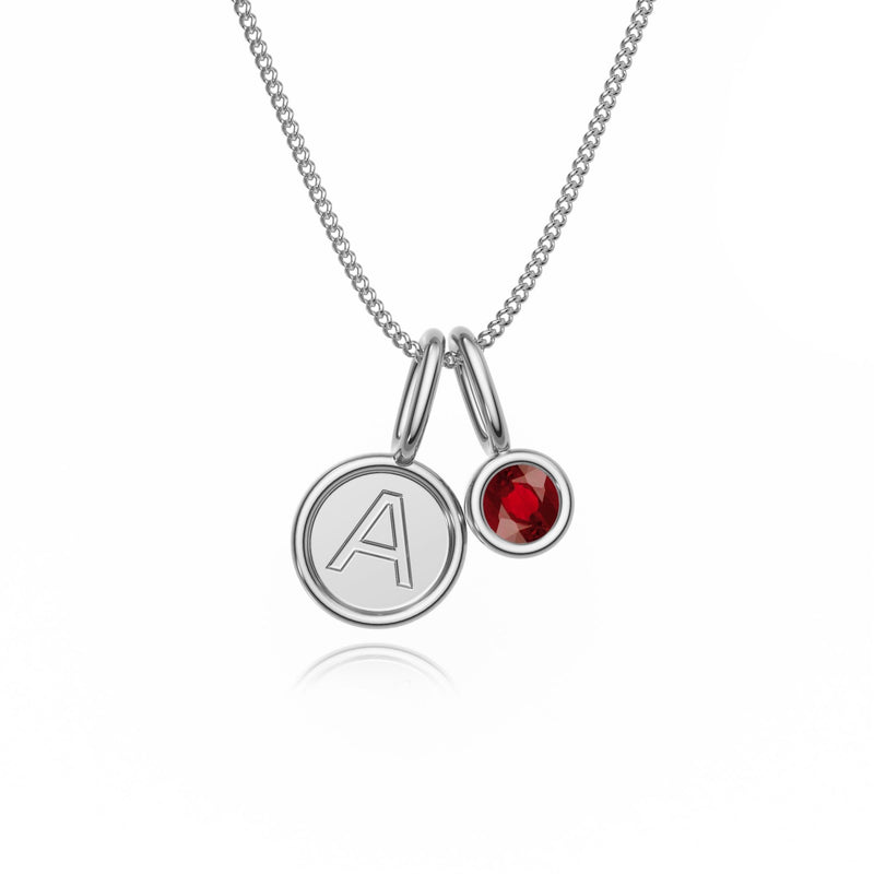 9ct Gold Ruby Letter Charm Necklace