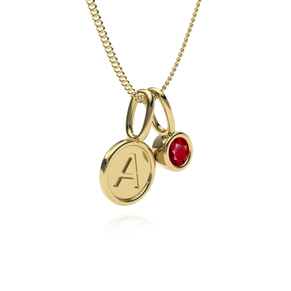 9ct Gold Ruby Letter Charm Necklace