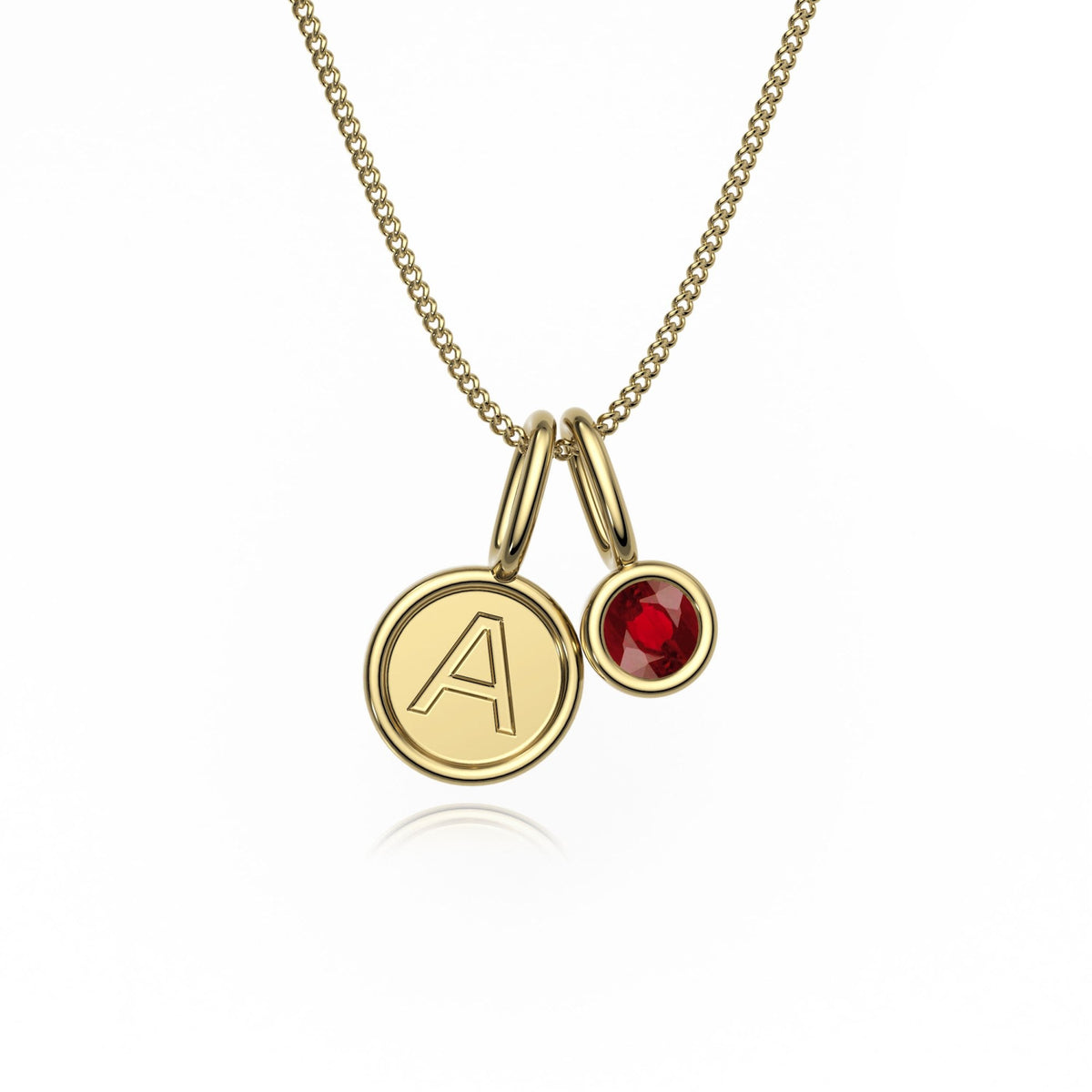 9ct Gold Ruby Letter Charm Necklace
