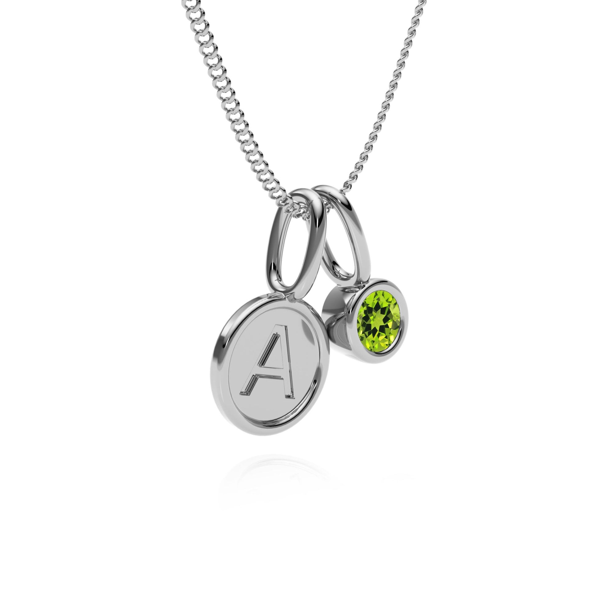 9ct Gold Peridot Letter Charm Necklace