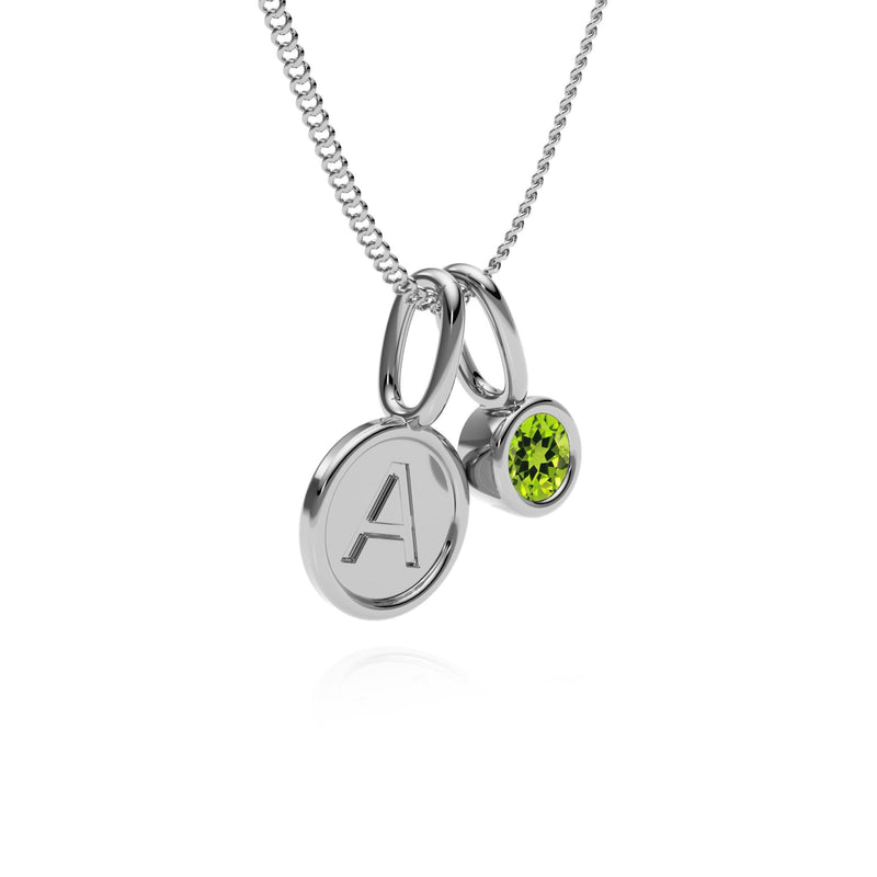 9ct Gold Peridot Letter Charm Necklace