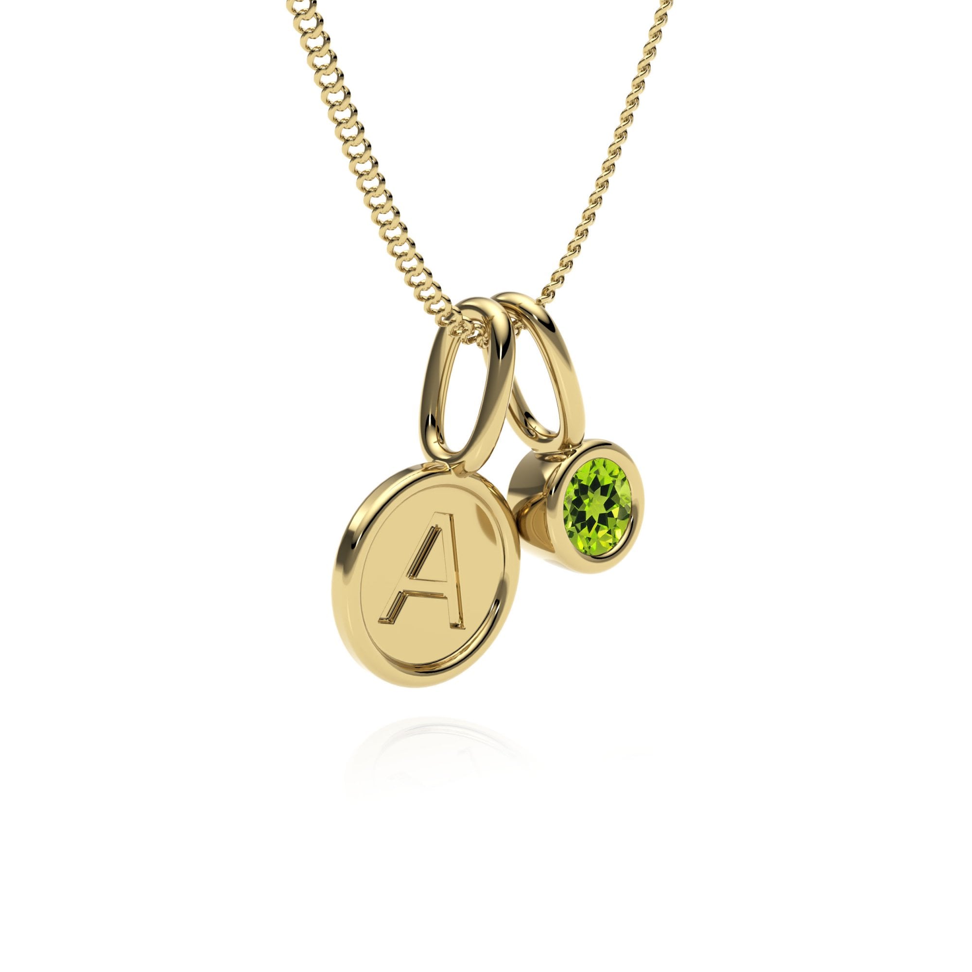 9ct Gold Peridot Letter Charm Necklace
