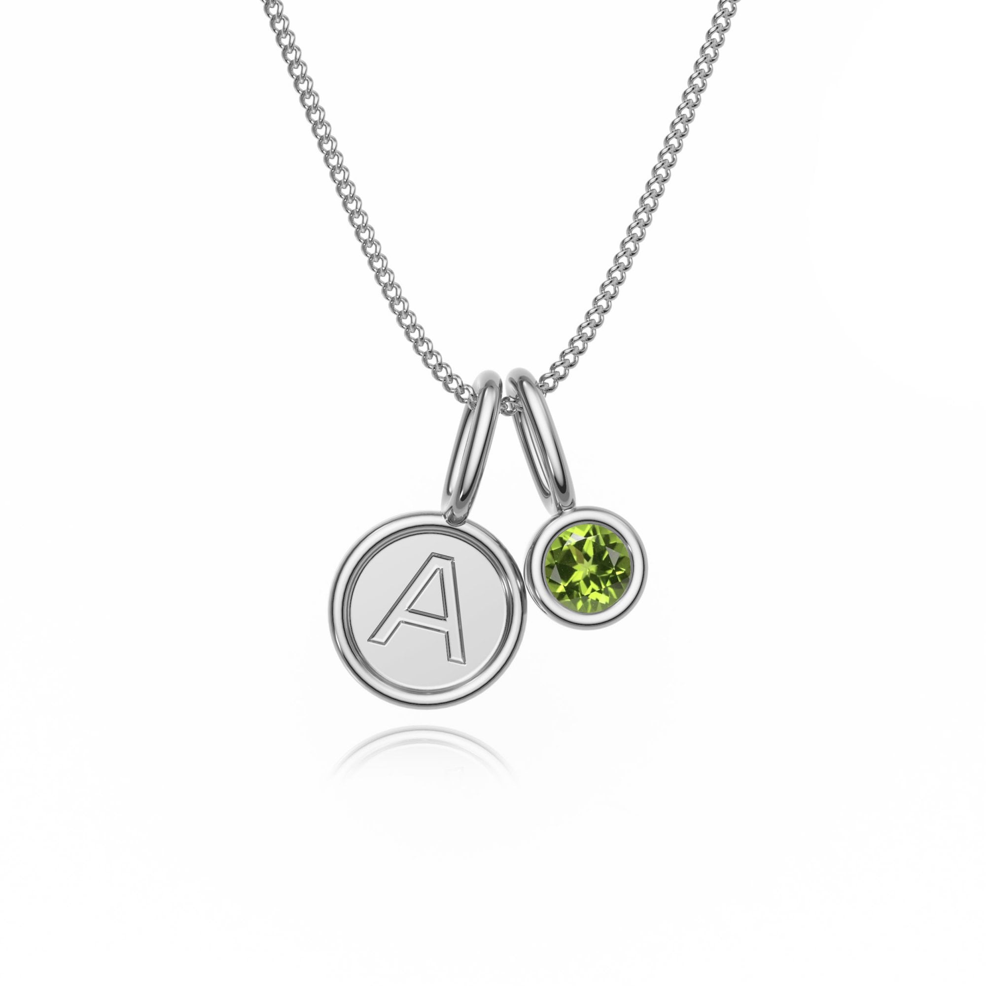9ct Gold Peridot Letter Charm Necklace