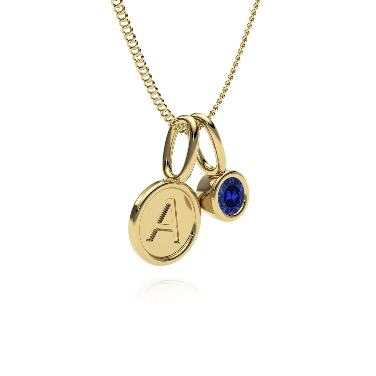 9ct Gold Sapphire Letter Charm Necklace