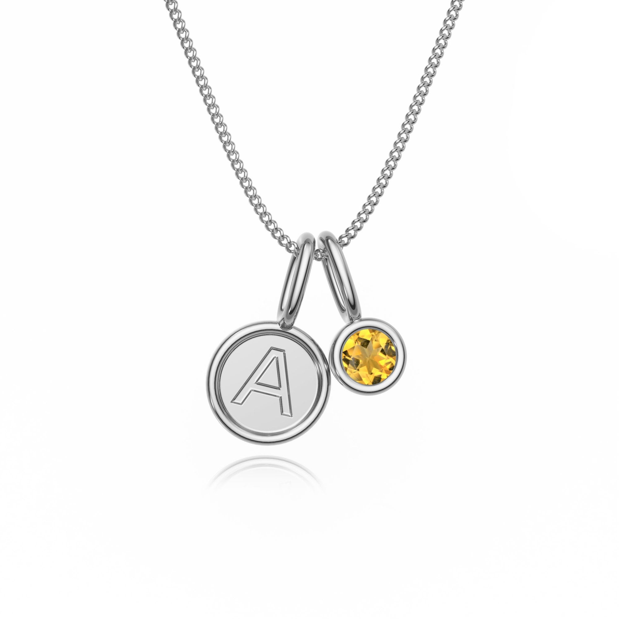 9ct Gold Citrine Letter Charm Necklace