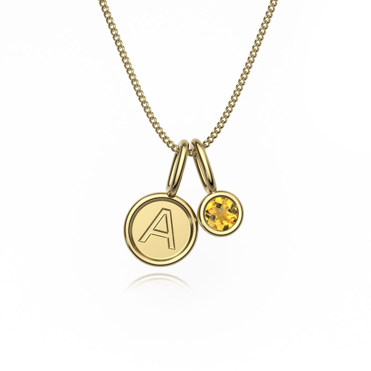 9ct Gold Citrine Letter Charm Necklace