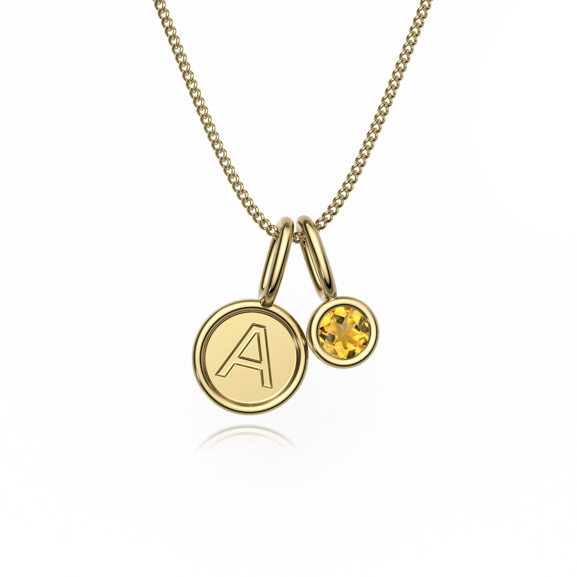 9ct Gold Citrine Letter Charm Necklace