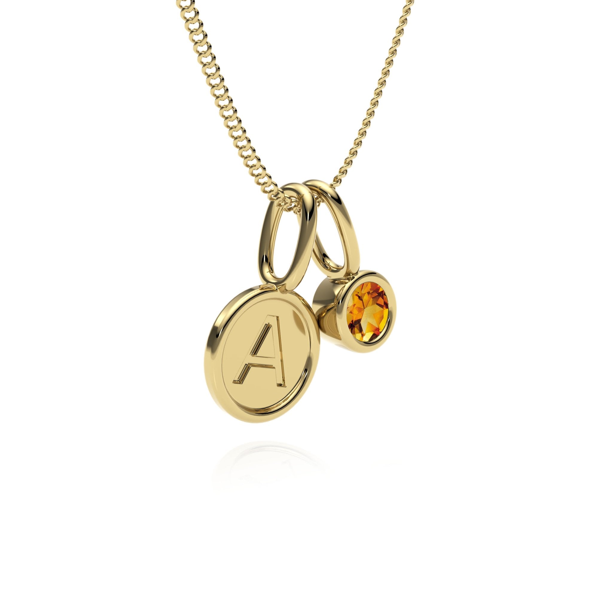 9ct Gold Citrine Letter Charm Necklace