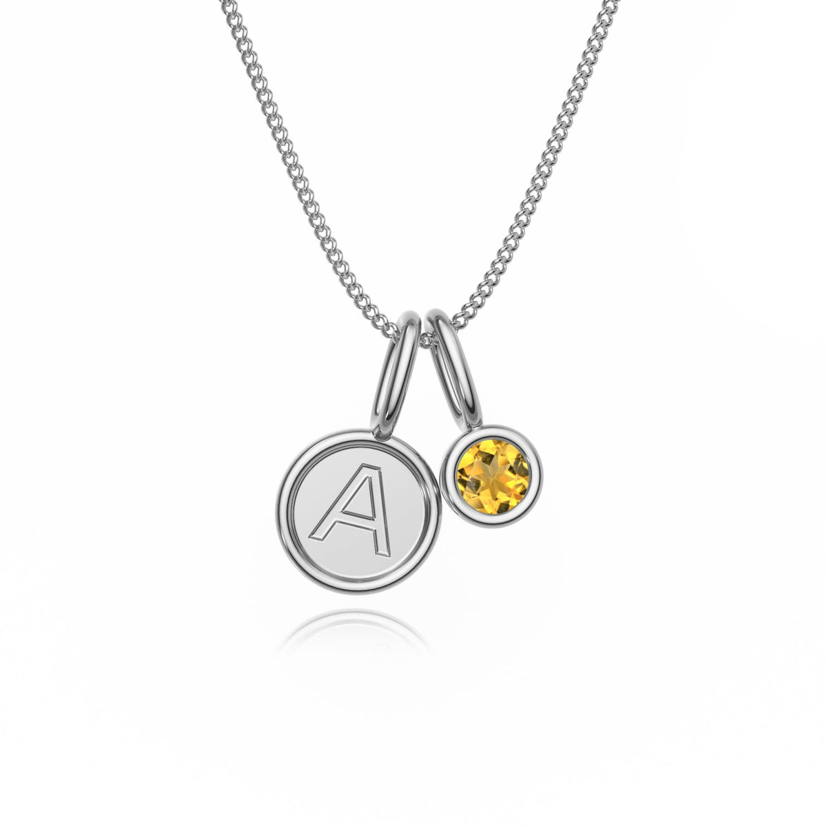 9ct Gold Citrine Letter Charm Necklace