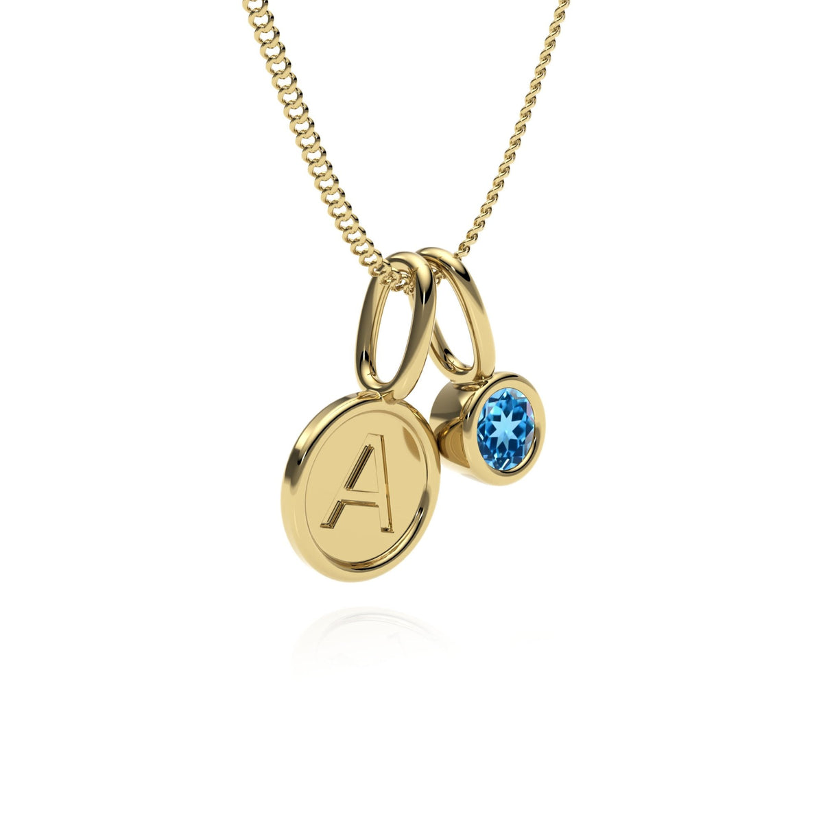 9ct Gold Topaz Letter Charm Necklace