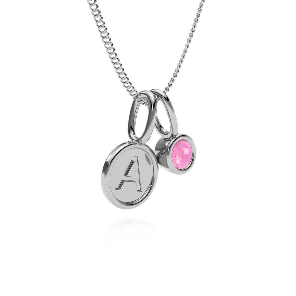 9ct Gold Pink Tourmaline Letter Charm Necklace