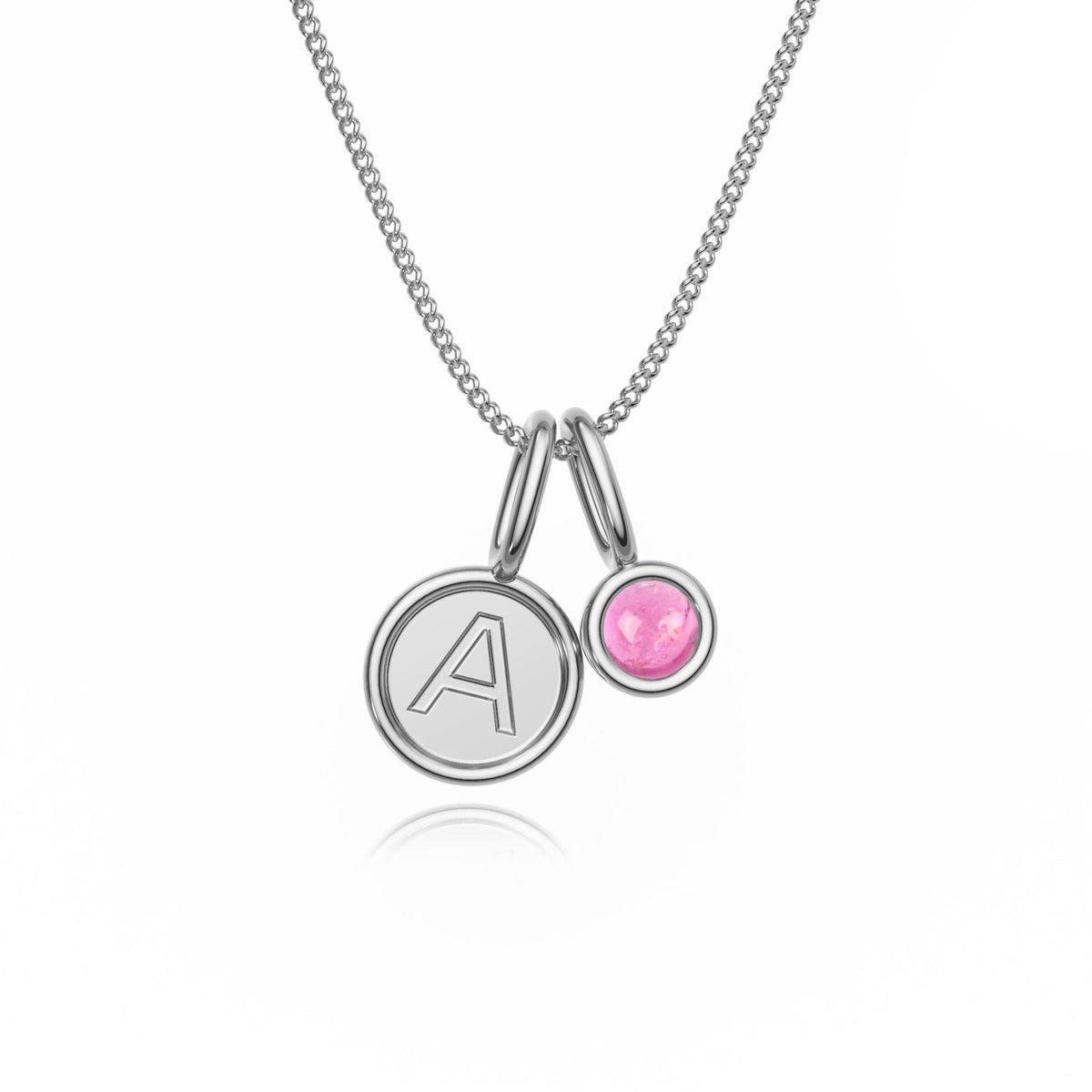 9ct Gold Pink Tourmaline Letter Charm Necklace