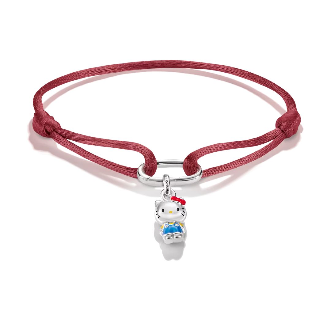 Thomas Sabo Hello Kitty Red Textile Bracelet with Blue Charm