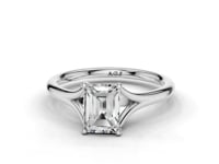 Iris Emerald Cut Diamond Split Shank Solitaire Ring