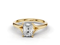 Iris Emerald Cut Diamond Split Shank Solitaire Ring