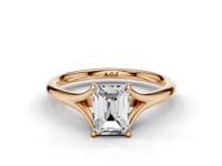 Iris Emerald Cut Diamond Split Shank Solitaire Ring