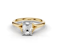 Iris Emerald Cut Diamond Split Shank Solitaire Ring