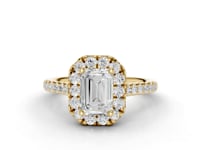 Sunflower Emerald Cut Diamond Halo Ring