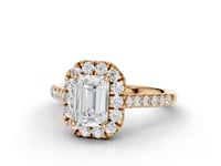 Sunflower Emerald Cut Diamond Halo Ring