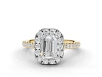 Sunflower Emerald Cut Diamond Halo Ring
