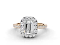 Sunflower Emerald Cut Diamond Halo Ring