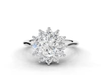 Cosmos Round Cut Floral Diamond Halo Ring