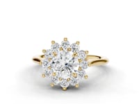 Cosmos Round Cut Floral Diamond Halo Ring