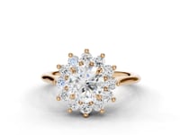 Cosmos Round Cut Floral Diamond Halo Ring