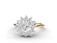 Cosmos Round Cut Floral Diamond Halo Ring