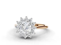 Cosmos Round Cut Floral Diamond Halo Ring