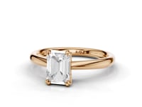 Caspia Emerald Cut Double Claw Diamond Solitaire Ring
