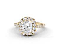 Sunflower Cushion Cut Diamond Halo Ring
