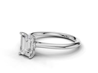 Daisy Emerald Cut Diamond Floral Solitaire Ring