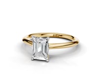 Daisy Emerald Cut Diamond Floral Solitaire Ring