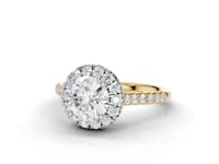 Sunflower Round Cut Diamond Halo Ring